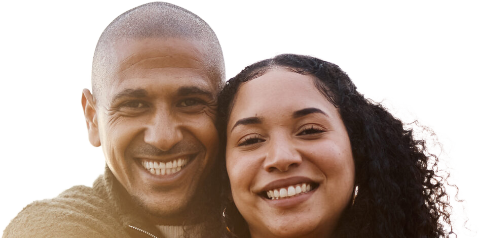 A couple smiling together